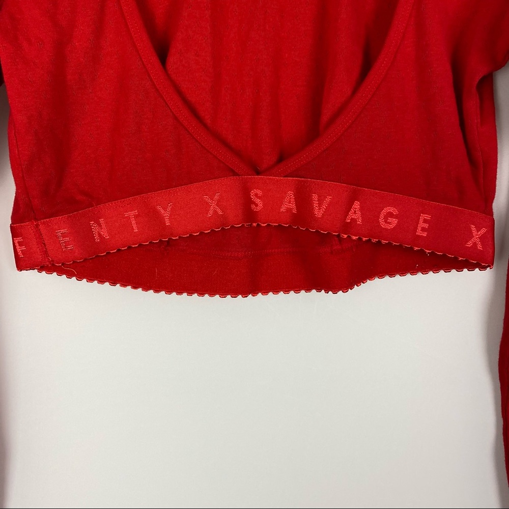 SAVAGE x FENTY Red Long Sleeve Crop Top L - Picture 6 of 9